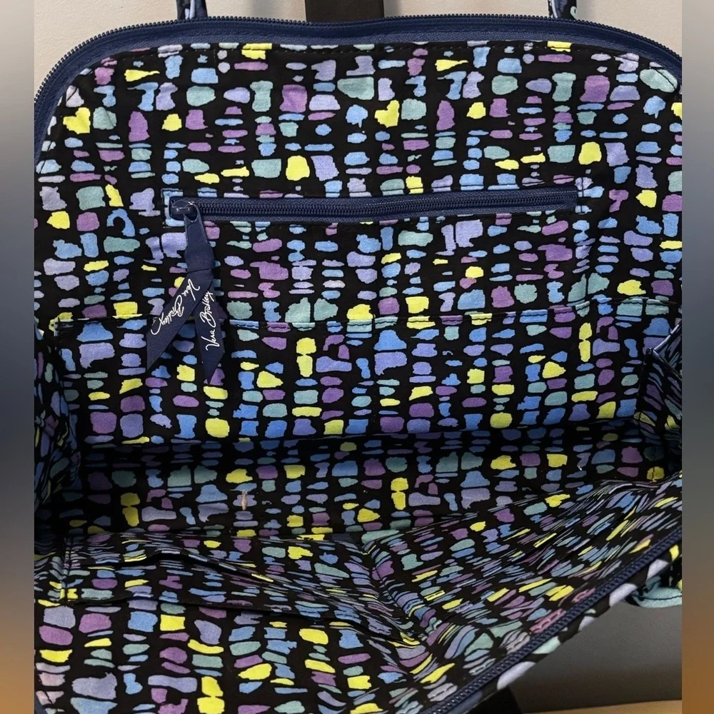 Vera Bradley Edie Satchel shoulder bag in the retired "Indigo Pop" pattern - Picture 4 of 5